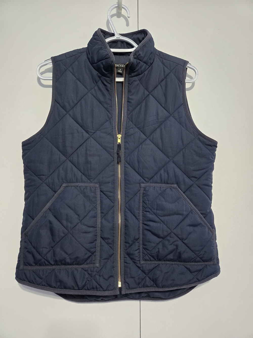 J.Crew Mercantile Quilted Vest Womens Small Navy Blue Lightweight Puffer‎ Zip